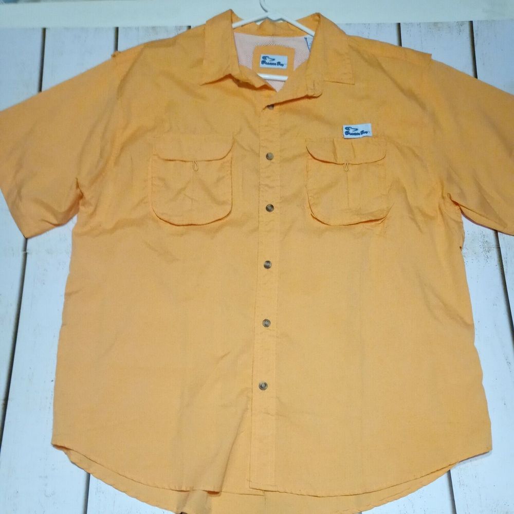 Branson Bay Men's Outdoor Fishing Shirt Size XL Orange Vented